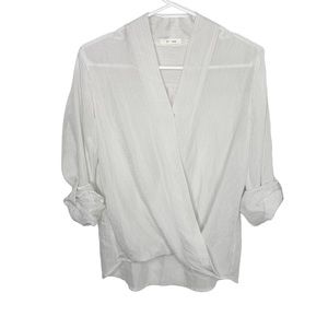 Pleione gauzy lightweight blouse ivory striped size small oversized L